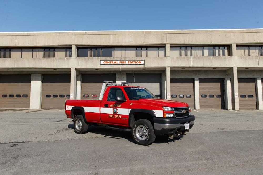 Truck 15 in Front of Central Fire Station