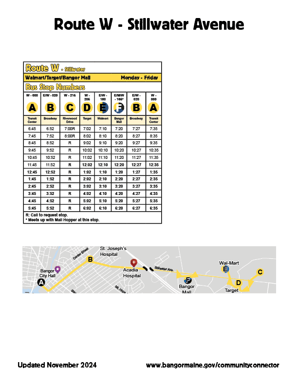 Route W - Stillwater Map and Schedule