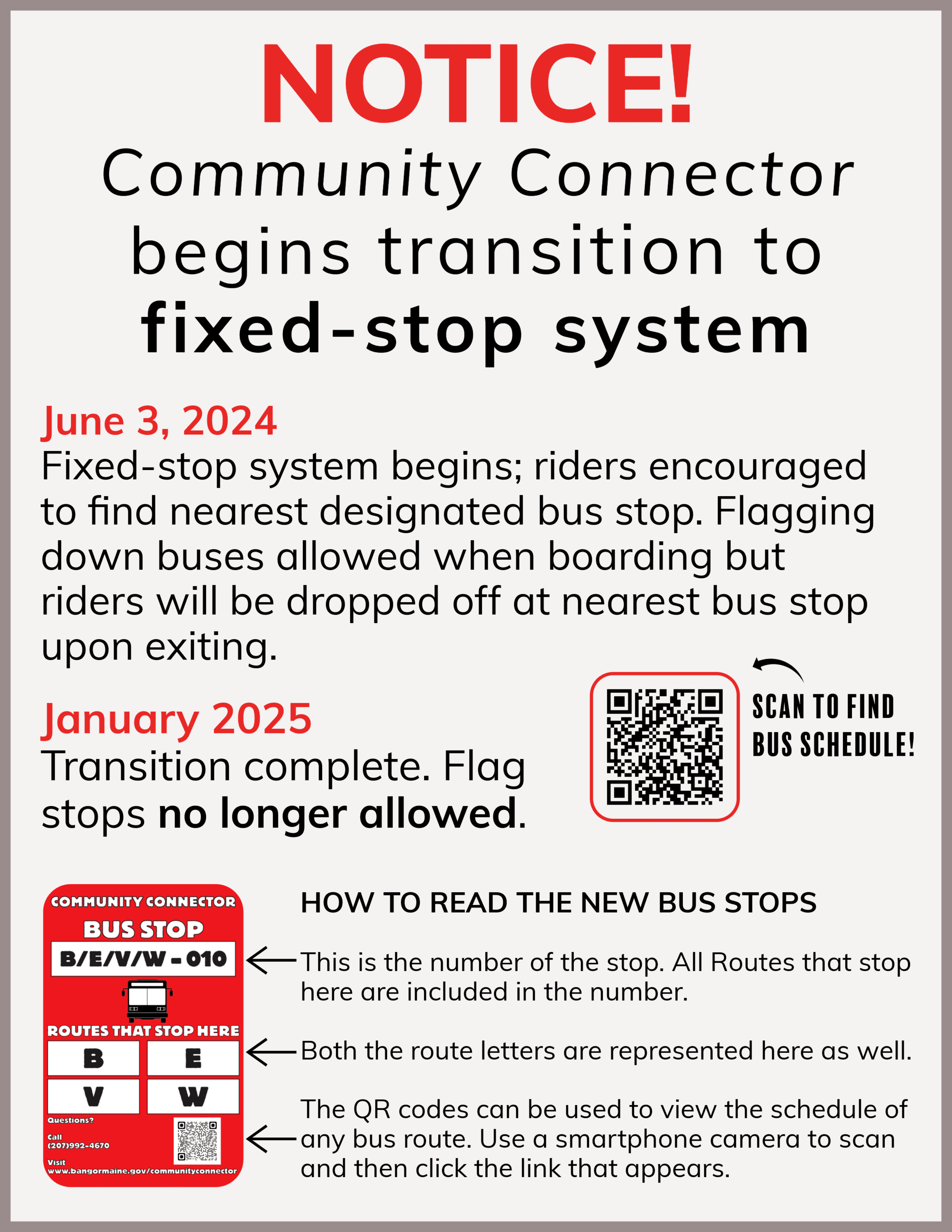 Community Connector Begins Transition to Fixed-Stop System Flyer