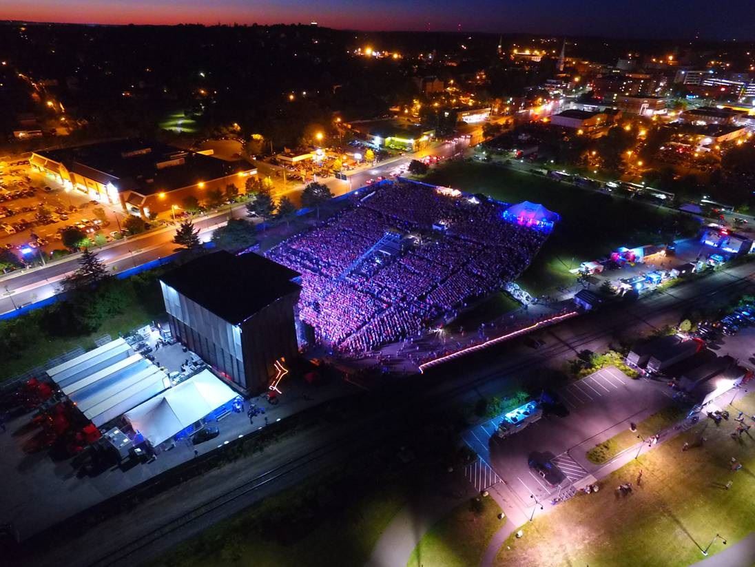 Waterfront Concert Venue at night